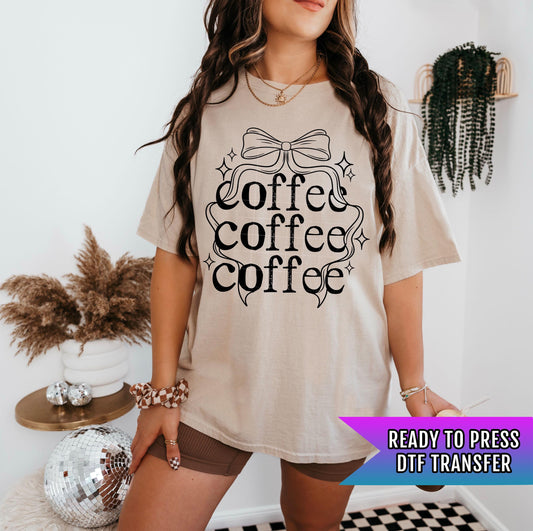 Coffee DTF Transfer Ready For Press, Ice Coffee DTF Prints, Heat Press Transfer, Direct To Film, Coffee Bow Transfers, Hot Peel Transfers