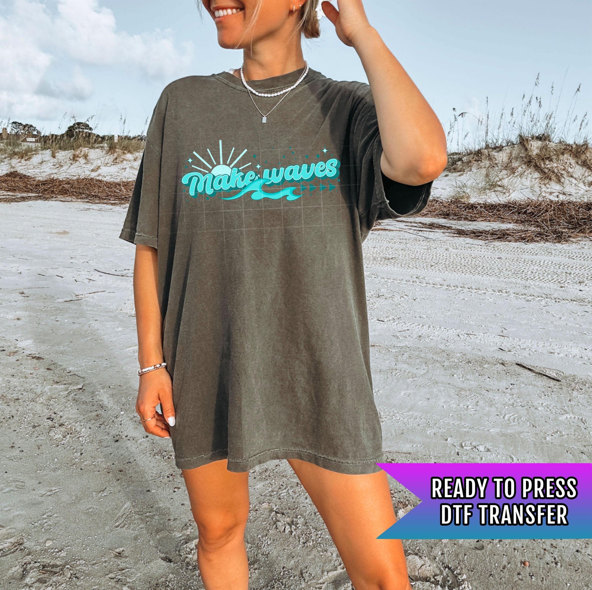 Make Waves DTF Transfers, Summer DTF Transfers Ready For Press, Heat Press Transfers, DTF Print, Direct To Film, Custom Transfer, Beach Dtf