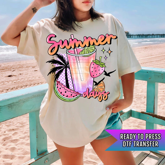 Summer Days DTF Transfers, Summer DTF Transfers Ready For Press, Heat Press Transfers, DTF Print, Direct To Film, Custom Transfer, Beach Dtf