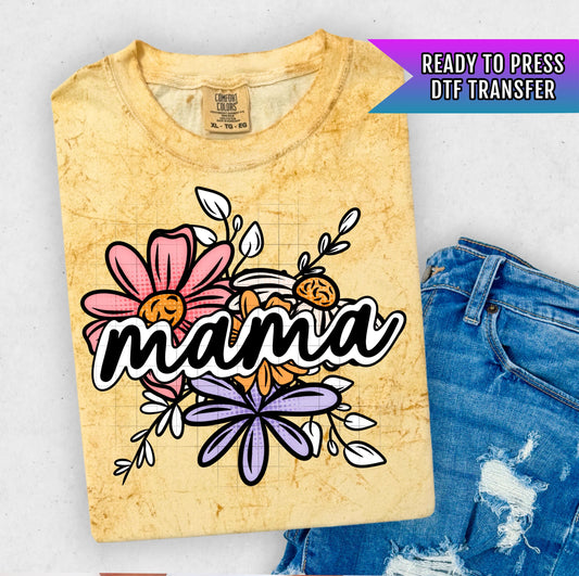 Floral Mama DTF Transfer Ready For Press, Mama DTF Prints, Heat Press Transfer, Direct To Film, Mom DTF Prints, Floral Dtf Transfer,Hot Peel
