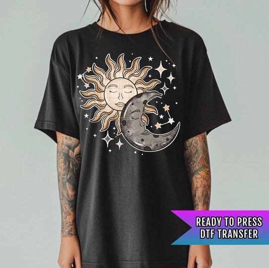 Sun And Moon DTF Transfer Ready For Press, Mystical DTF Prints, Heat Press Transfer, Direct To Film, Astrology Heat Transfer, Hot Peel Dtf