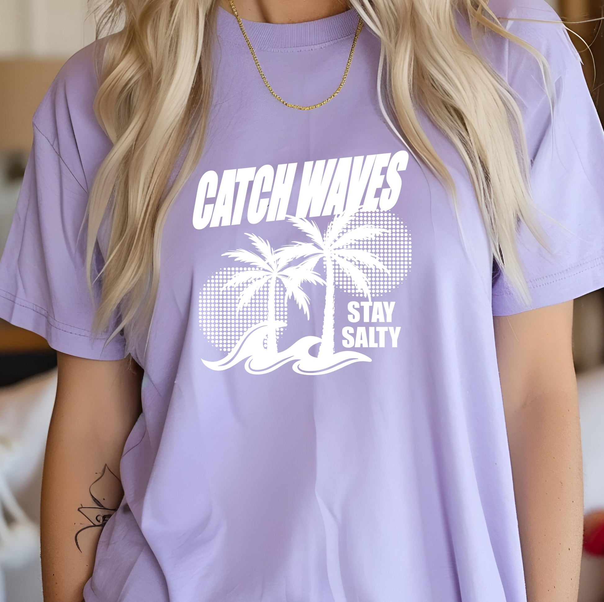 Catch Waves Stay Salty DTF Transfers, Summer DTF Transfers Ready For Press, Heat Press Transfers, DTF Print, Custom Transfer, Direct To Film
