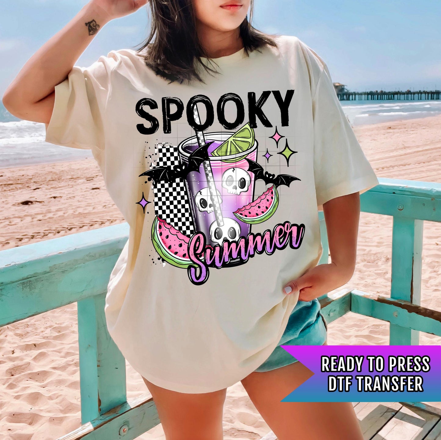 Spooky Summer DTF Transfers, Summer DTF Transfers Ready For Press, Heat Press Transfers, DTF Print, Direct To Film, Custom Transfer, Beach