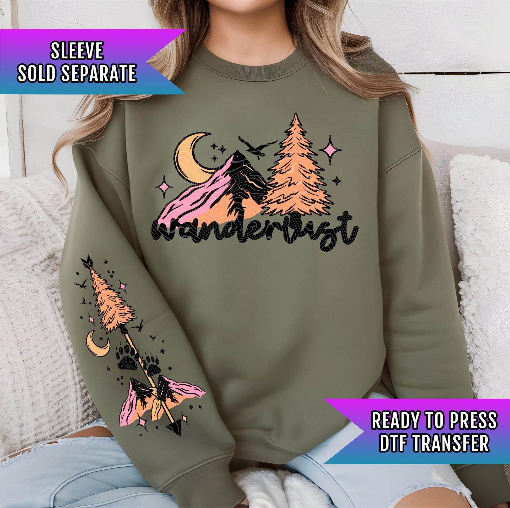 Wanderlust DTF Transfers Ready For Press, Heat Press Transfers, DTF Print, Direct To Film, Custom Transfer, Travel Lover Hot Peel Transfer