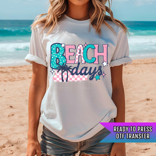 Beach Days DTF Transfers, Summer DTF Transfers Ready For Press, Heat Press Transfers, DTF Print, Direct To Film, Bulk Dft, Custom Transfer