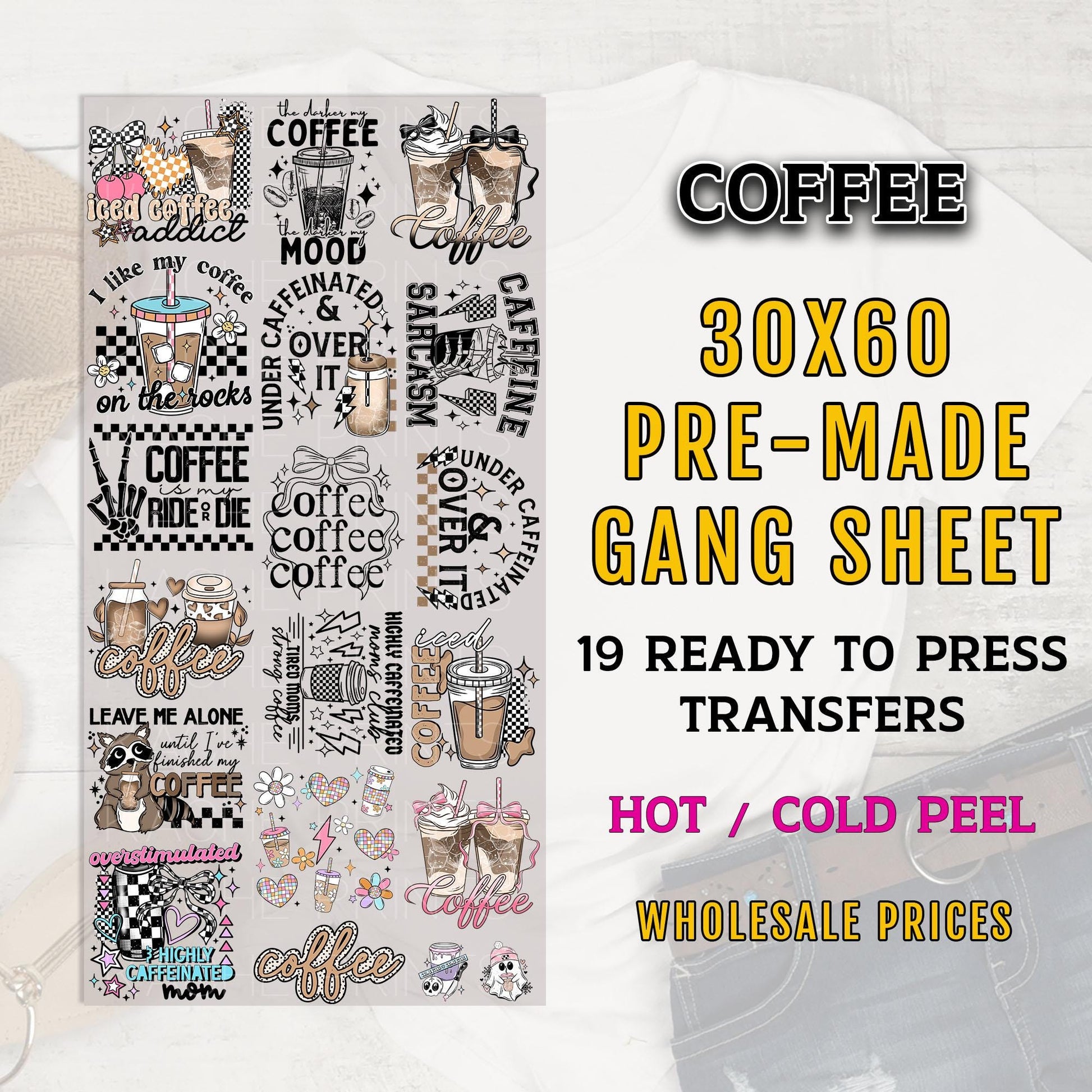 Coffee Gang Sheet, Coffee DTF Transfer Ready For Press, Coffee DTF Prints, Coffee Dtf Transfer, Heat Transfer, Custom Transfer, Coffee Lover