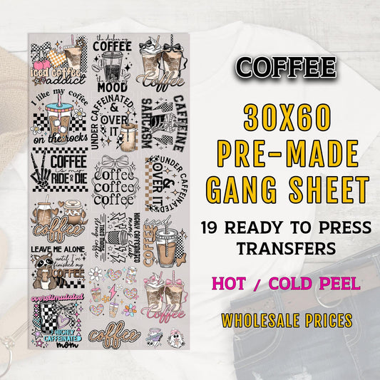 Coffee Gang Sheet, Coffee DTF Transfer Ready For Press, Coffee DTF Prints, Coffee Dtf Transfer, Heat Transfer, Custom Transfer, Coffee Lover