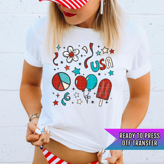 4th of July DTF Transfer Ready For Press, Coquette USA Dtf Print, Girly 4th of July Dtf Transfer, Heat Press Transfer Direct To Film USA Dtf