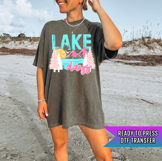 Lake Days DTF Transfer Ready For Press Family Cute Lake Day Dtf Print, Vacation DTF Prints Heat Press Transfer Direct To Film Lake Group DTF