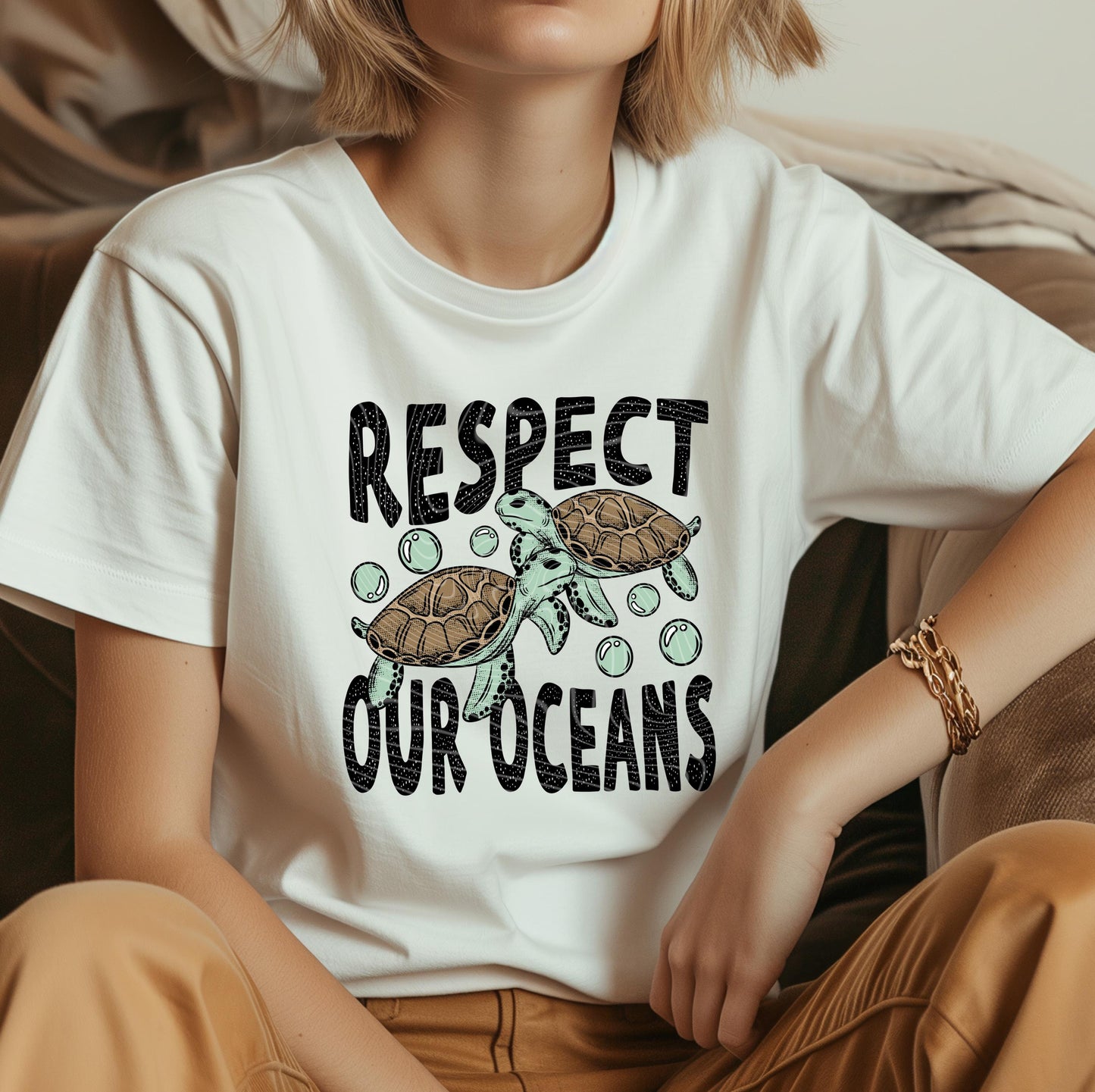 Respect Our Oceans DTF Transfer Ready For Press, Coastal Dtf Print, Summer DTF Transfer, Heat Press Transfer, Direct To Film, Ocean Animals