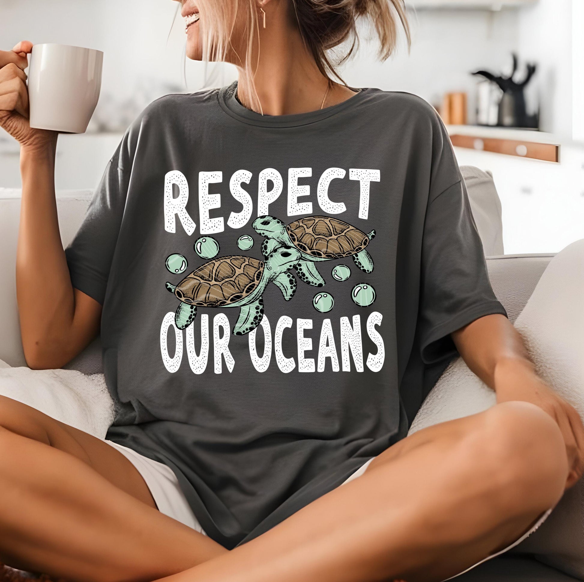 Respect Our Oceans DTF Transfer Ready For Press, Beach Dtf Print, Summer DTF Transfer, Heat Press Transfer, Direct To Film Ocean Animals Dtf