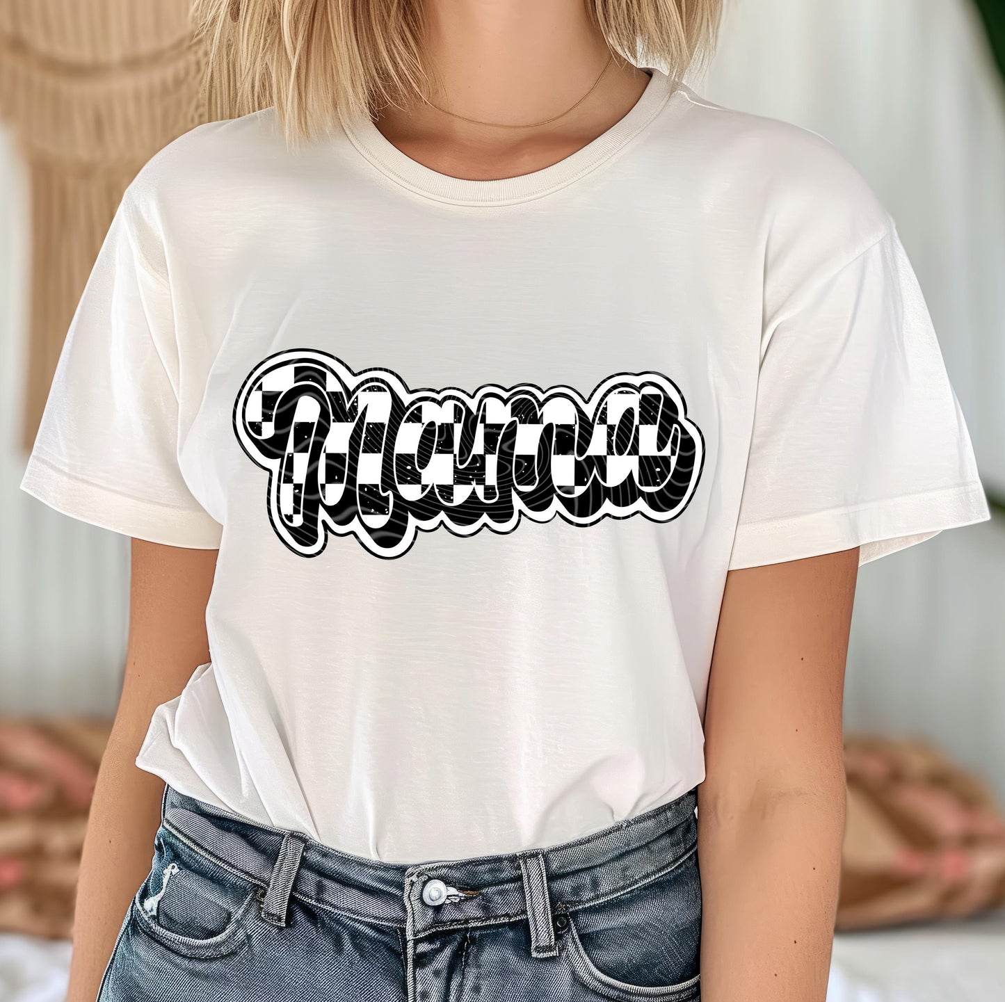 Checkered Mama DTF Transfer Ready For Press, Retro Mama DTF Prints, Family, Heat Press Transfers, Direct To Film, Checkered Mama DTF Prints
