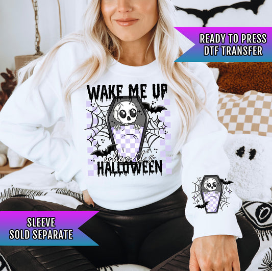 Wake Me Up When It&#39;s Halloween DTF Transfers Ready For Press, Horror Dtf Prints, Direct To Film, Halloween Dtf Print, Heat Press Transfers