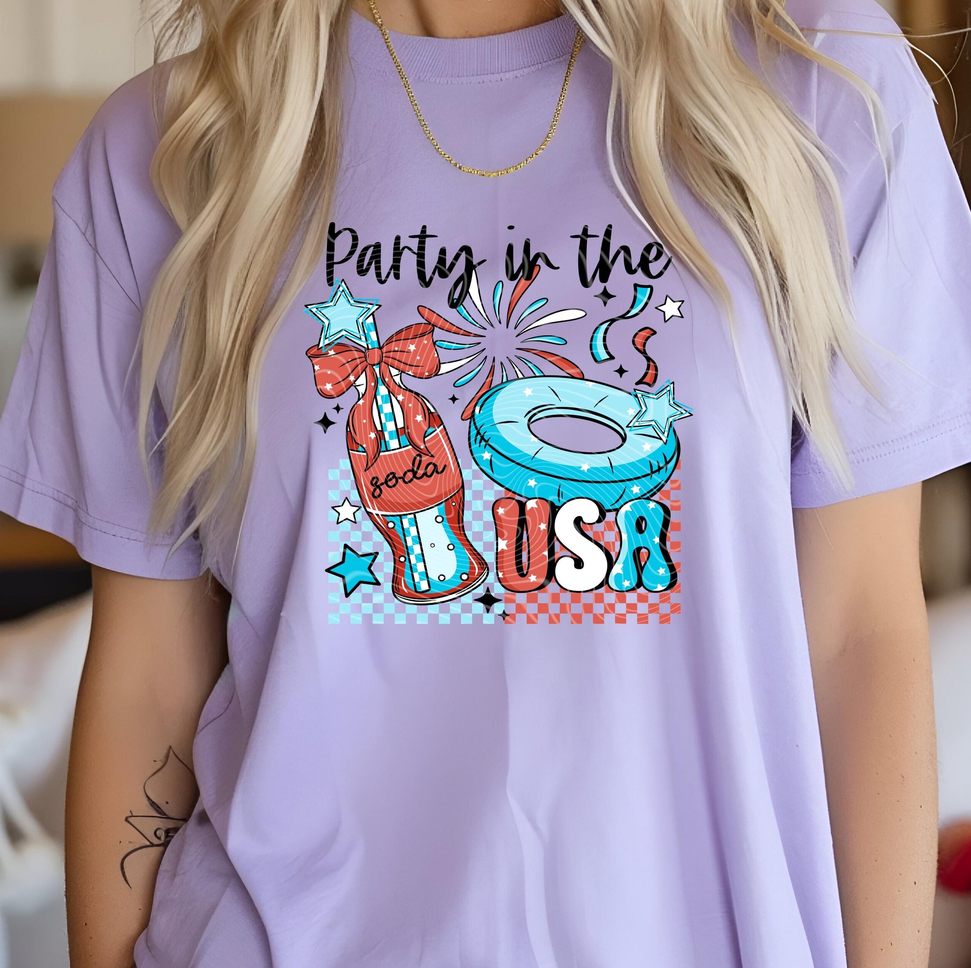Party In The USA DTF Transfer Ready For Press, Patriotic Dtf Print 4th Of July DTF Transfer Heat Press Transfer Direct To Film Patriotic Dtf