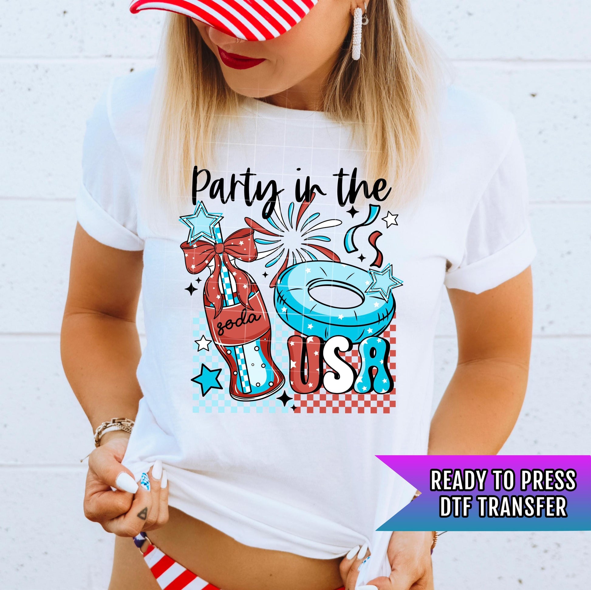 Party In The USA DTF Transfer Ready For Press, Patriotic Dtf Print 4th Of July DTF Transfer Heat Press Transfer Direct To Film Patriotic Dtf