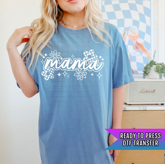 Mama DTF Transfers, Mom DTF Transfer Ready For Press, Heat Press Transfer, Flowers Mom Transfer, Direct To Film, Mom Dtf, Custom Transfers