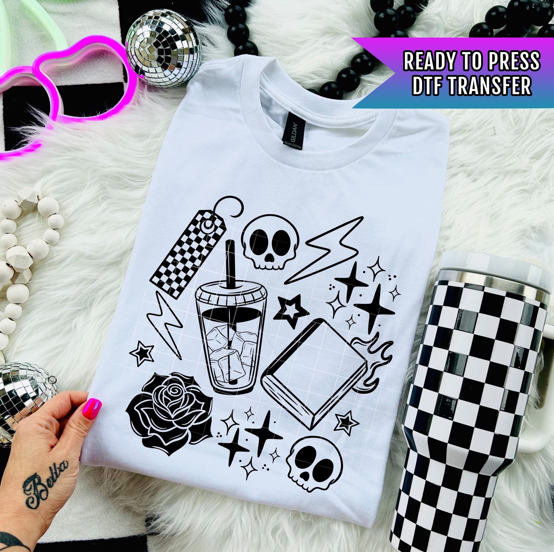 Ice Coffee DTF Transfer Ready For Press, Dark Humor DTF Print, Heat Press Transfer, Direct To Film, Skull Transfer, Retro Coffee Dtf Prints