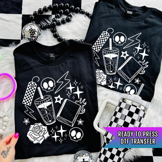 Ice Coffee DTF Transfer Ready For Press, Dark Humor DTF Print, Heat Press Transfer, Direct To Film, Skull Transfer, Rock Style Dtf Prints