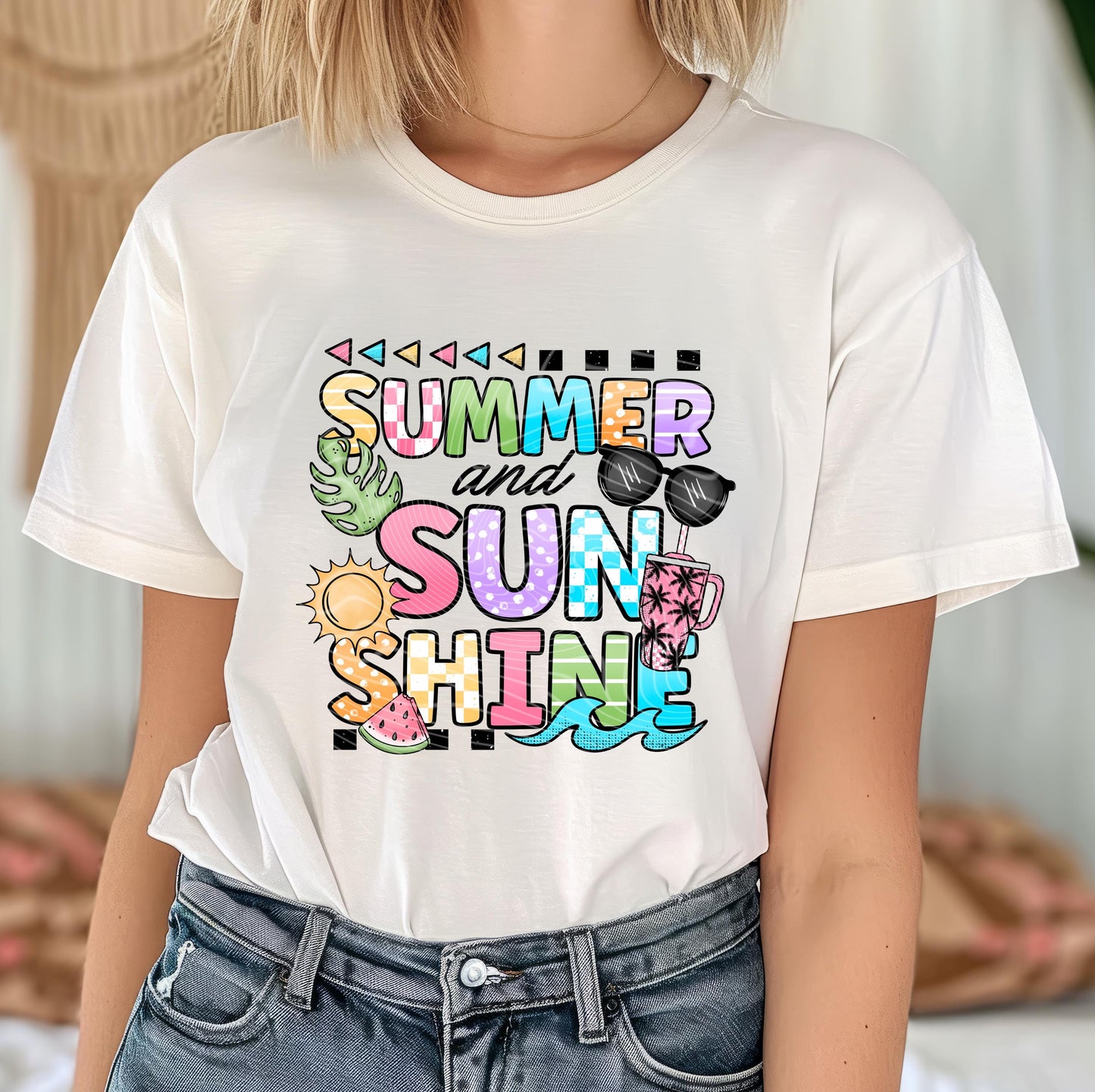 Summer And Sunshine DTF Transfer Ready For Press, Summer Dtf Print, Beach DTF, Heat Press Transfer, Direct To Film, Custom Transfer, Coastal