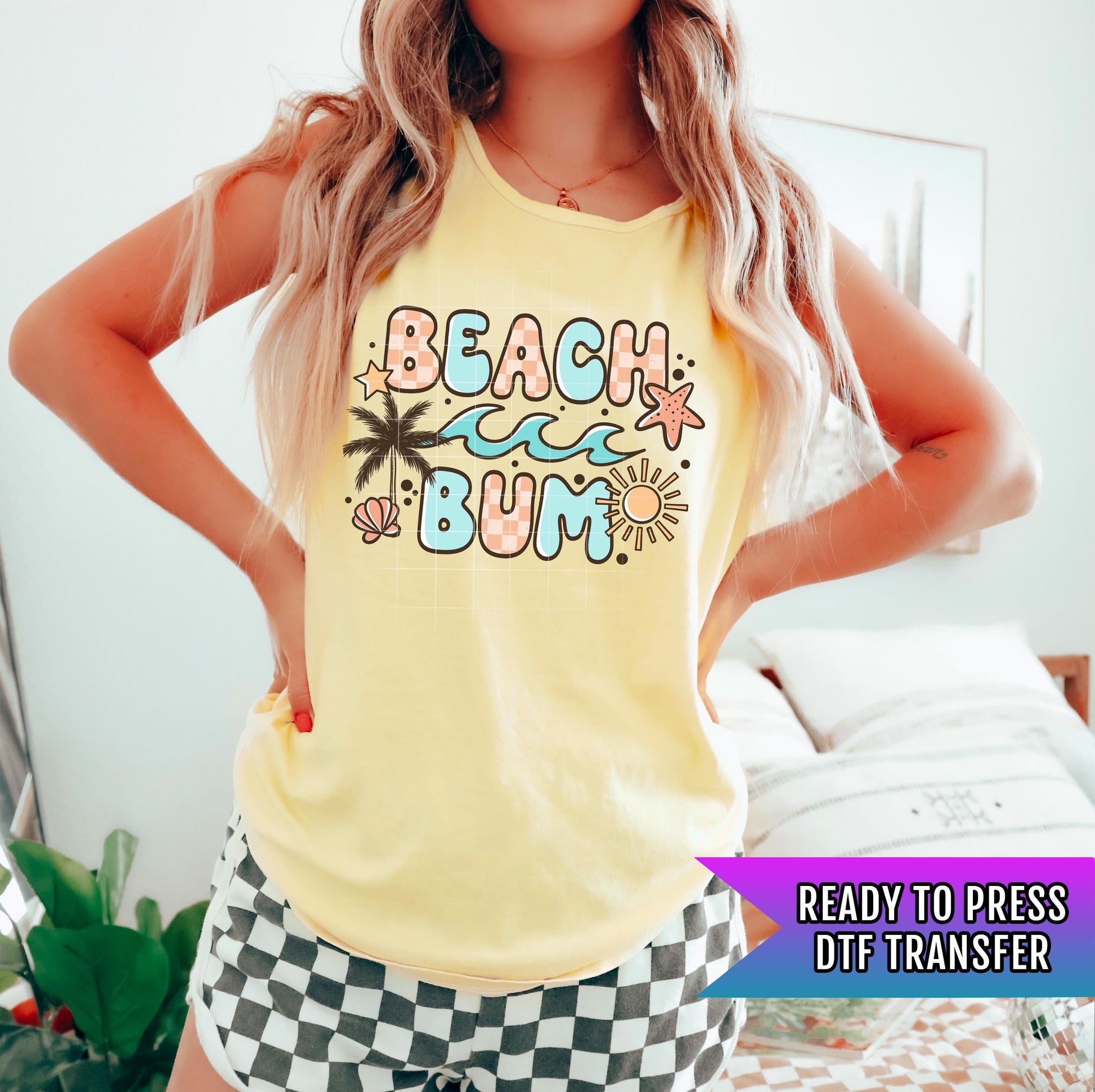 Beach Bum DTF Transfer Ready For Press, Summer Dtf Print, Sunshine DTF, Heat Press Transfer, Direct To Film Custom Transfer Coastal Transfer