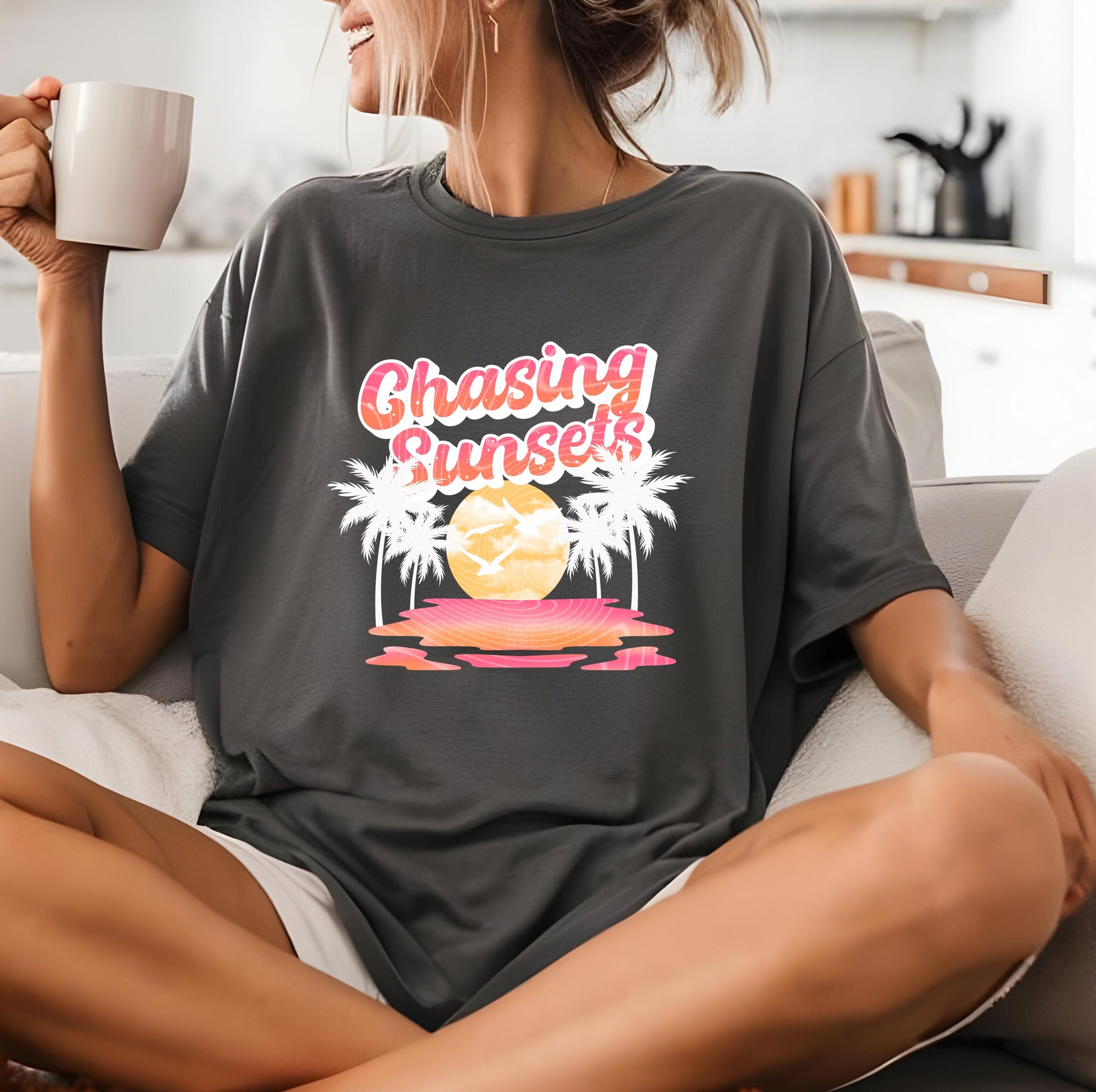 Chasing Sunsets DTF Transfer Ready For Press, Beach Dtf Print, Summer DTF, Heat Press Transfer, Direct To Film, Custom Transfer, Coastal Dtf