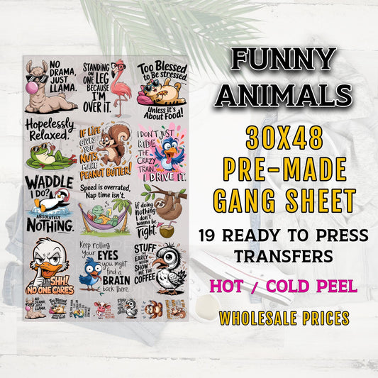 Funny Animal Gang Sheet, Funny DTF Transfers, Sarcastic DTF Transfer Ready For Press, Funny Animals DTF Ready to Press, Funny Dtf Prints