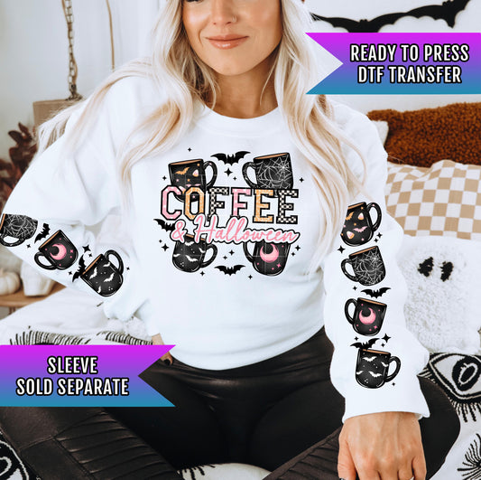 Coffee & Halloween DTF Transfer Ready For Press, Coffee Lover DTF Print, Halloween Dtf Transfer, Spooky, Heat Press Transfer, Direct To Film