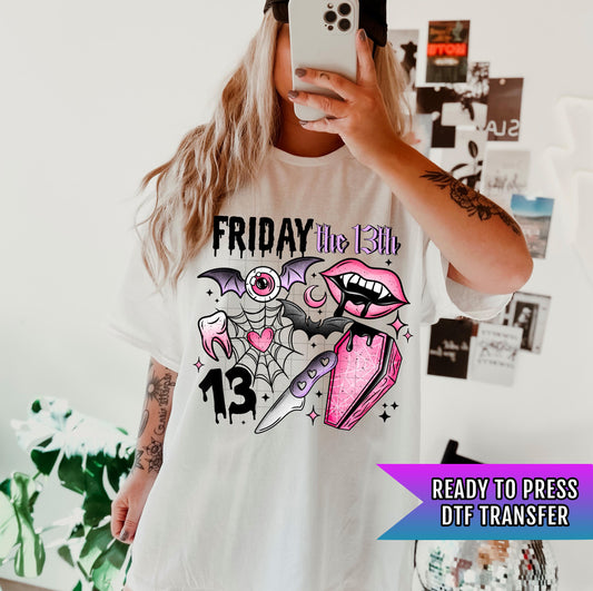 Friday The 13th DTF Transfers Ready For Press, Halloween DTF Prints, Heat Press Transfer, Direct to Film, Custom Transfers, Spooky Transfers