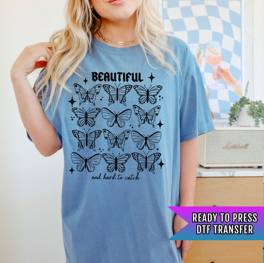 Beautiful And Hard To Catch DTF Transfer Ready For Press, Butterfly DTF Print, Heat Press Transfer, Animal, Direct To Film, Custom Transfer