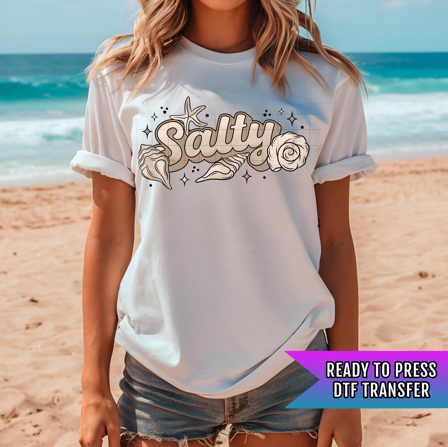 Salty DTF Transfer Ready For Press, Beach Club Dtf Print, Summer DTF Transfer, Heat Press Transfers, Direct To Film, Summer Vibes DTF Prints
