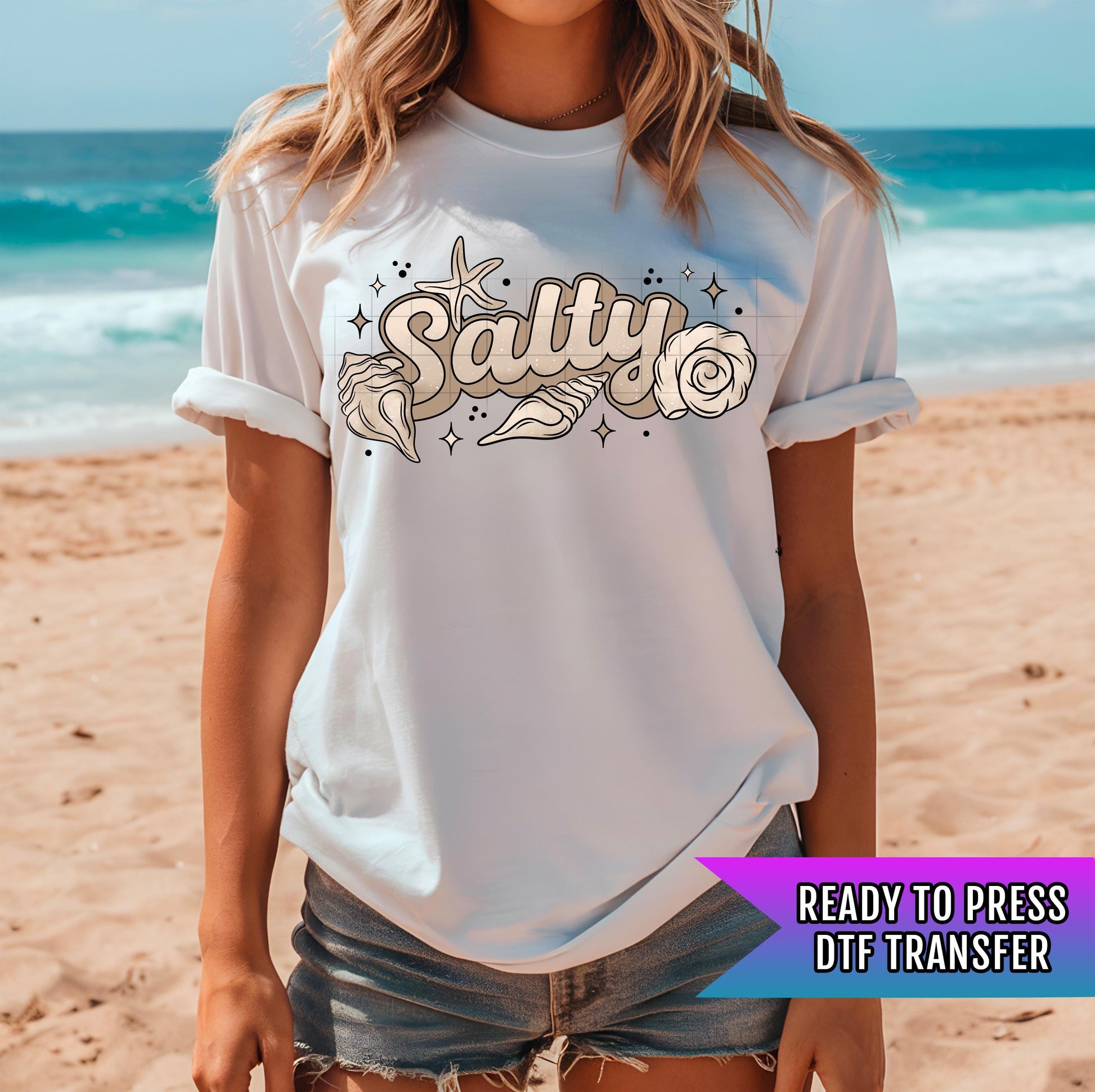 Salty DTF Transfer Ready For Press, Beach Club Dtf Print, Summer DTF Transfer, Heat Press Transfers, Direct To Film, Summer Vibes DTF Prints
