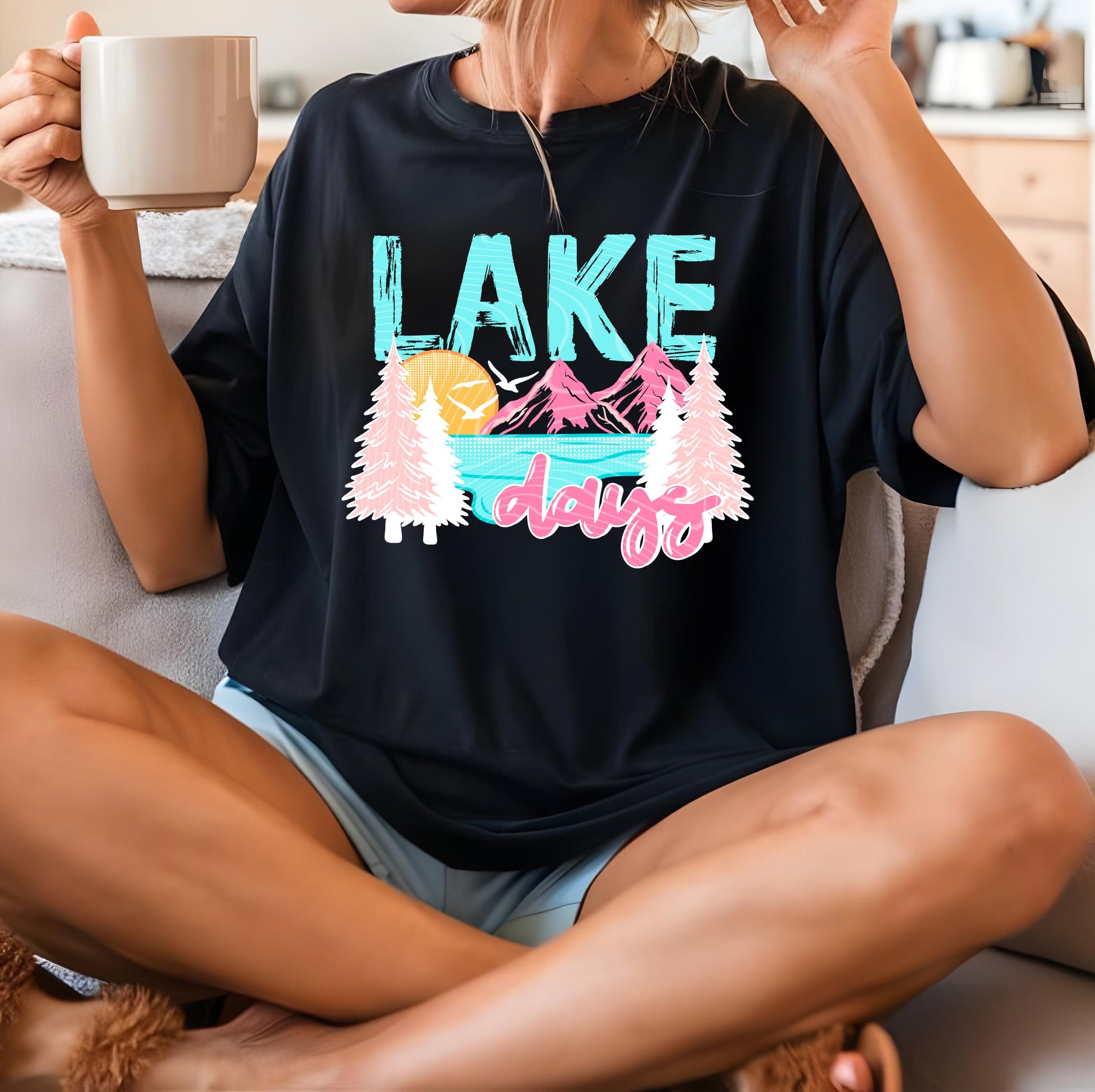 Lake Days DTF Transfer Ready For Press Family Cute Lake Day Dtf Print, Vacation DTF Prints Heat Press Transfer Direct To Film Lake Group DTF