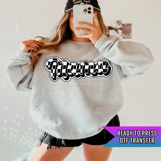Checkered Mama DTF Transfer Ready For Press, Retro Mama DTF Prints, Family, Heat Press Transfers, Direct To Film, Checkered Mama DTF Prints