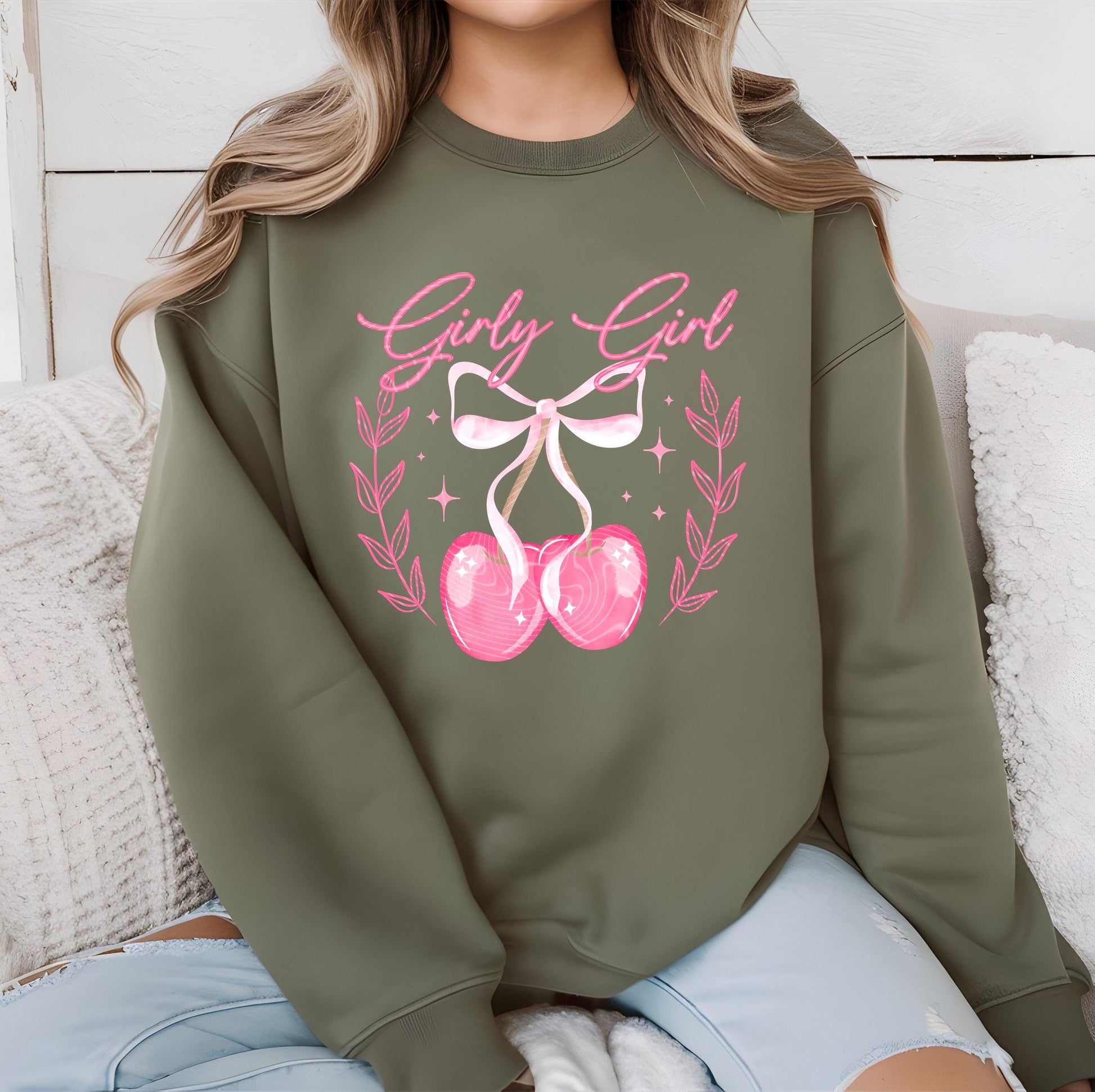 Girly Girl DTF Transfer Ready For Press, Coquette Bow Dtf Print, Cherry DTF Print, Heat Press Transfer, Direct To Film, Cherry Transfers