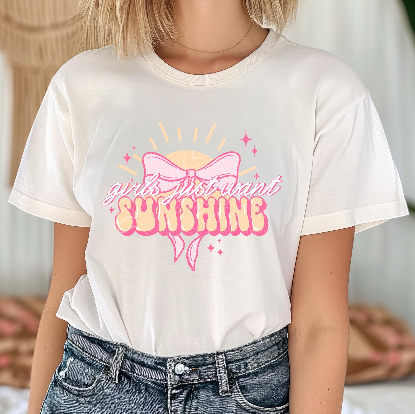 Girls Just Want Sunshine DTF Transfer Ready For Press, Summer Lover Dtf Print, Coquette Bow DTF, Heat Press Transfer, Direct To Film