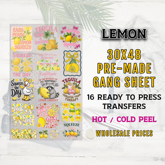 Lemon Summer Gang Sheet, Lemon Summer DTF Transfer Ready For Press, Sweet Summer Transfer, Summer DTF Prints, Lemon DTF Print, Heat Transfer
