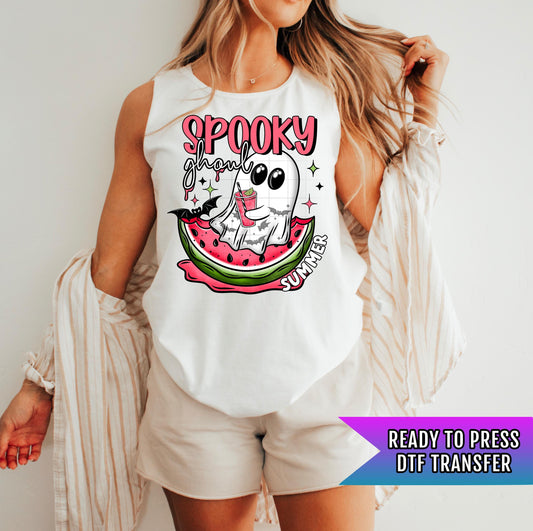 Spooky Ghoul Summer DTF Transfer Ready For Press, Summer Dtf Print, Watermelon DTF, Heat Press Transfer, Direct To Film Custom Transfer