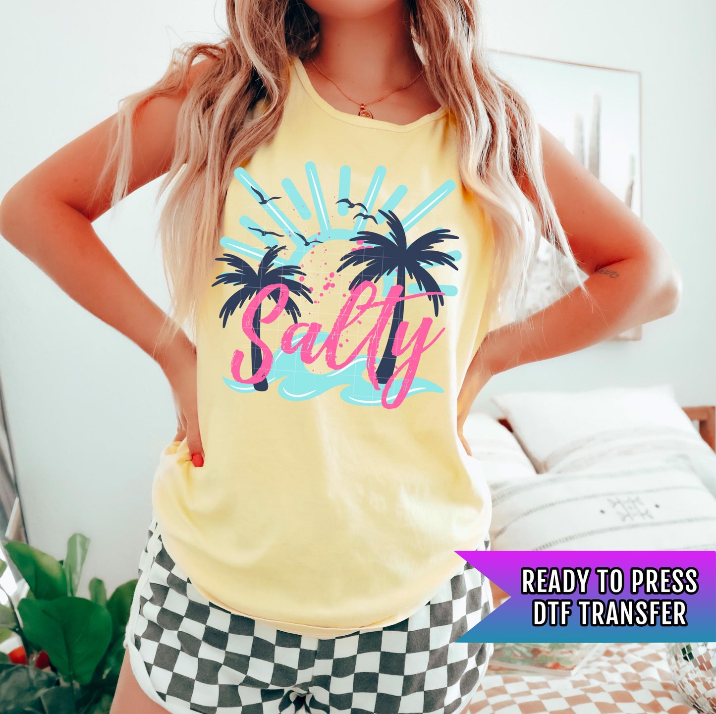 Salty DTF Transfer Ready For Press, Summer Vibes Dtf Print, Beach DTF, Heat Press Transfer, Direct To Film, Coastal Dtf, Custom Transfers