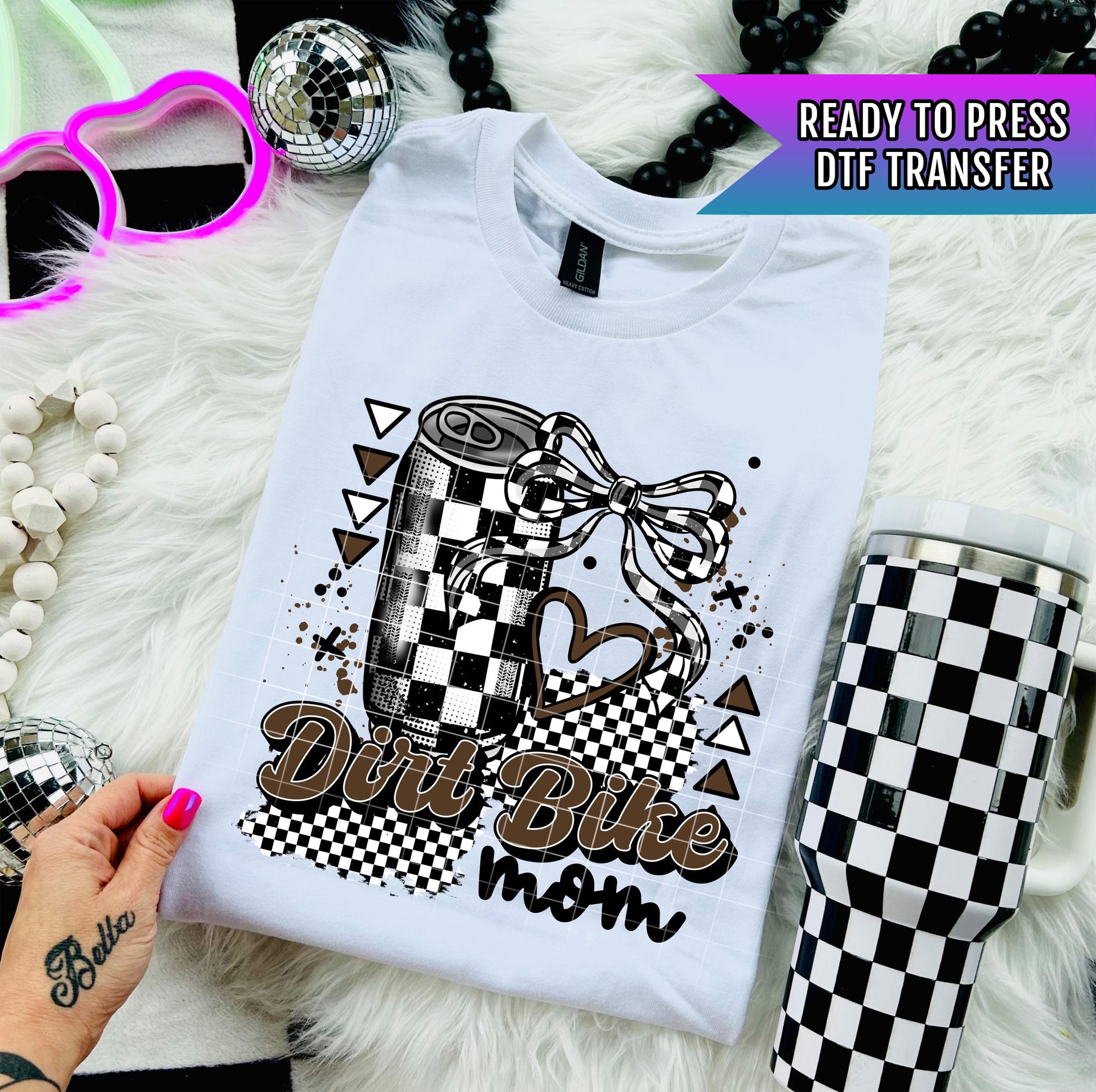 Dirt Bike Mom DTF Transfer Ready For Press, Mother Dtf Print, Coquette Bow DTF, Heat Press Transfer Direct To Film Mommy Dtf Custom Transfer