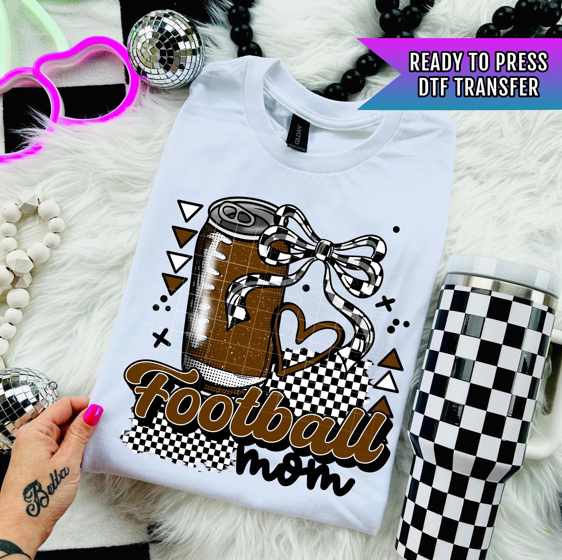 Football Mom DTF Transfer Ready For Press, Mother Dtf Print, Coquette Bow DTF, Heat Press Transfer Direct To Film Custom Transfer, Sport Dtf