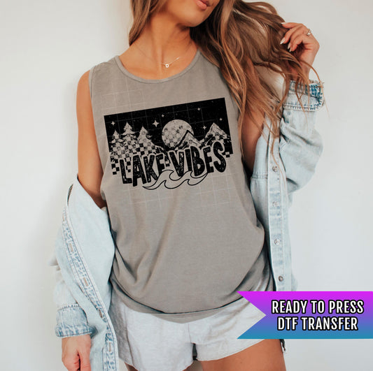 Lake Vibes DTF Transfer Ready For Press, Camping Dtf Print, Campfires DTF Transfer, Heat Press Transfer, Direct To Film, Custom Transfer