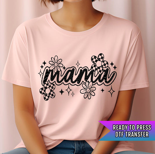 Mama DTF Transfers, Mom DTF Transfer Ready For Press, Heat Press Transfer, Flowers Mom Transfer, Direct To Film, Mom Dtf Prints, Retro Mama