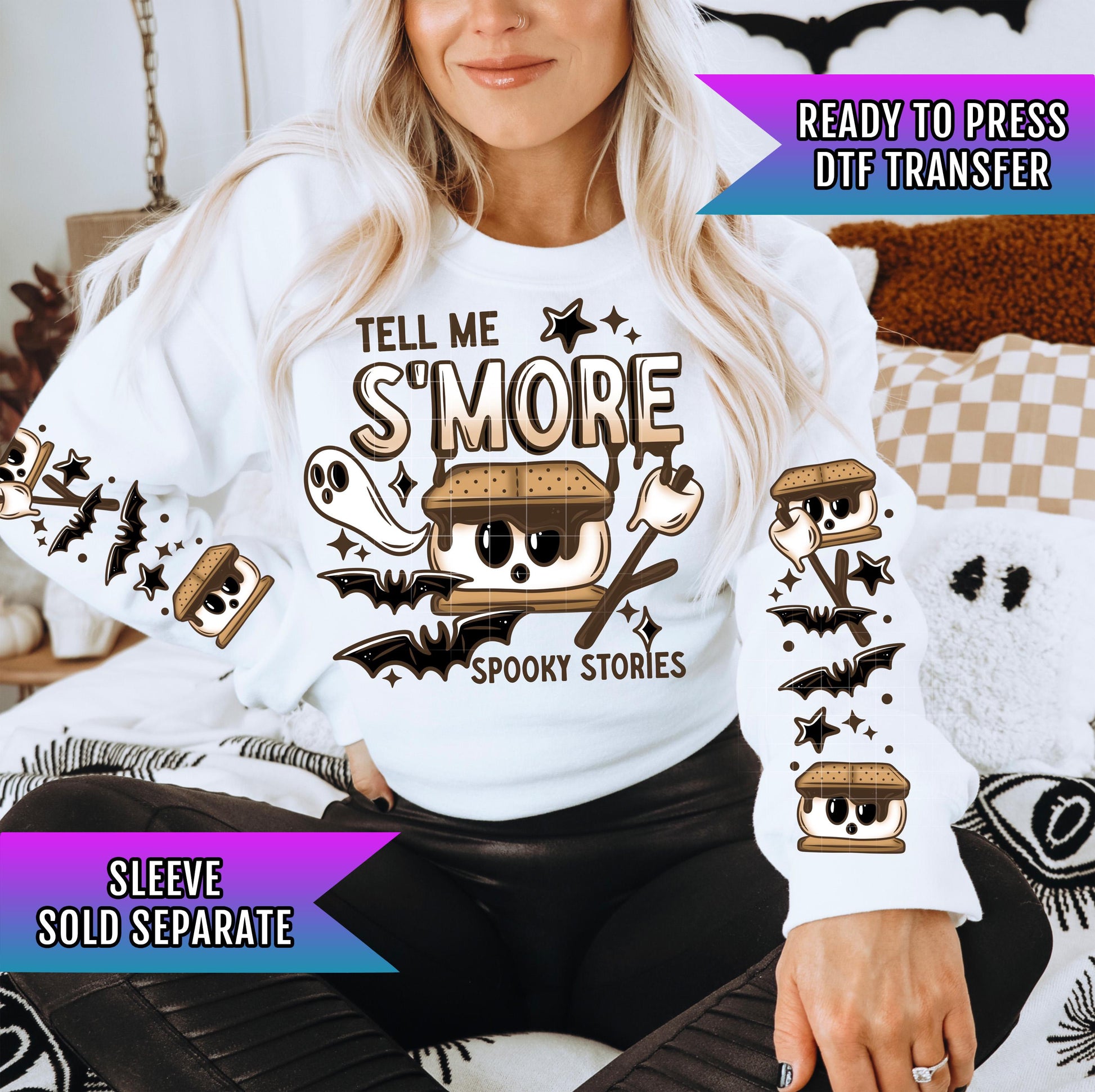 Tell Me S&#39;more Spooky Stories DTF Transfer Ready For Press, Camping DTF Prints, Heat Press Transfer, Direct To Film, Adventure Dtf Transfers