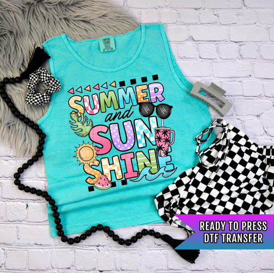 Summer And Sunshine DTF Transfer Ready For Press, Summer Dtf Print, Beach DTF, Heat Press Transfer, Direct To Film, Custom Transfer, Coastal