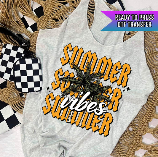 Summer Vibes DTF Transfer Ready For Press, Summer Dtf Print, Beach DTF, Heat Press Transfer, Direct To Film Custom Transfer Coastal Transfer
