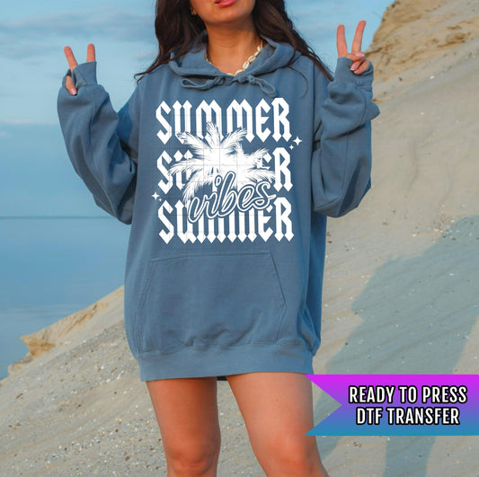 Summer Vibes DTF Transfer Ready For Press, Summer Dtf Print, Sunshine DTF, Heat Press Transfer Direct To Film Custom Transfer Beach Transfer