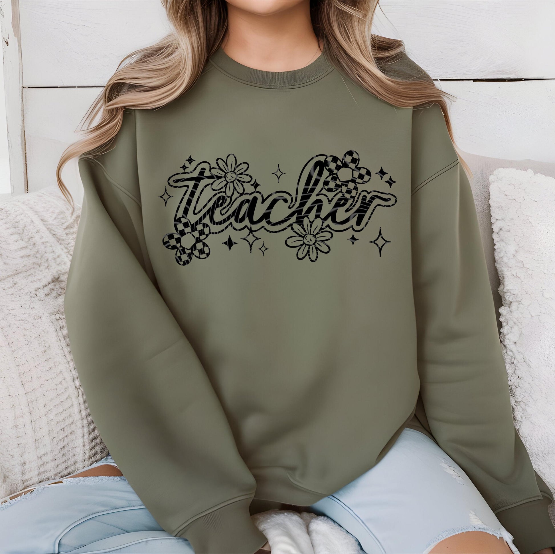 Retro Teacher DTF Transfer Ready For Press, Teacher Stuff Dtf Print, Direct To Film, Heat Press Transfer, Flower Back To School Dtf Transfer