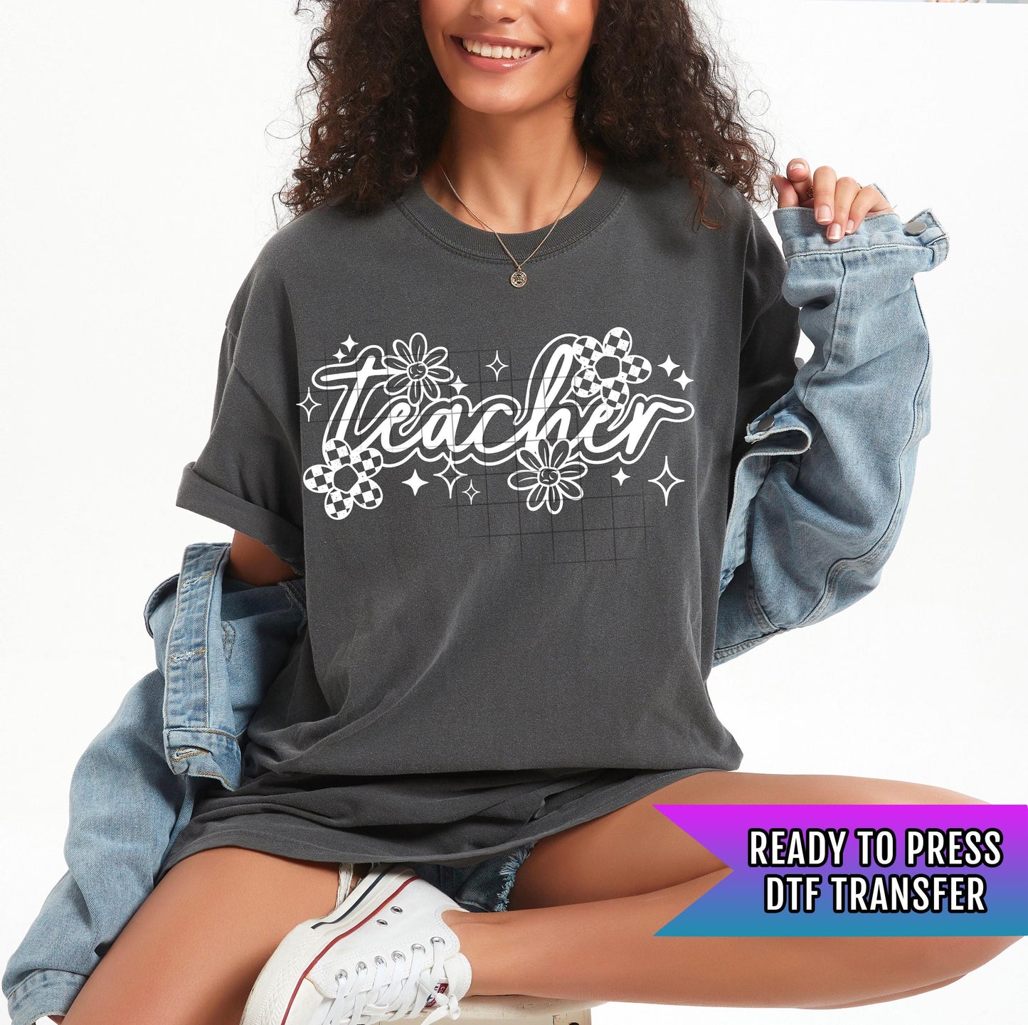 Coquette Teach DTF Transfer Ready For Press, Teacher Stuff Dtf Print, Direct To Film, Heat Press Transfer, Flower, Back To School Dtf Prints
