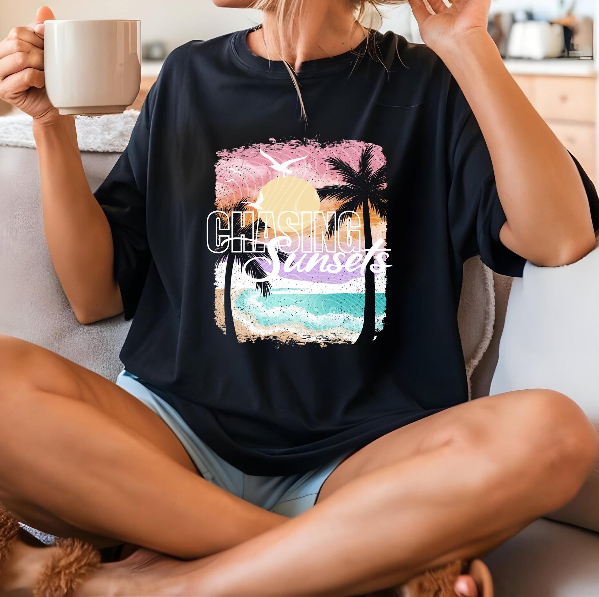Chasing Sunsets DTF Transfer Ready For Press, Summer Dtf Print, Beach DTF, Heat Press Transfer, Direct To Film, Custom Transfer, Coastal Dtf