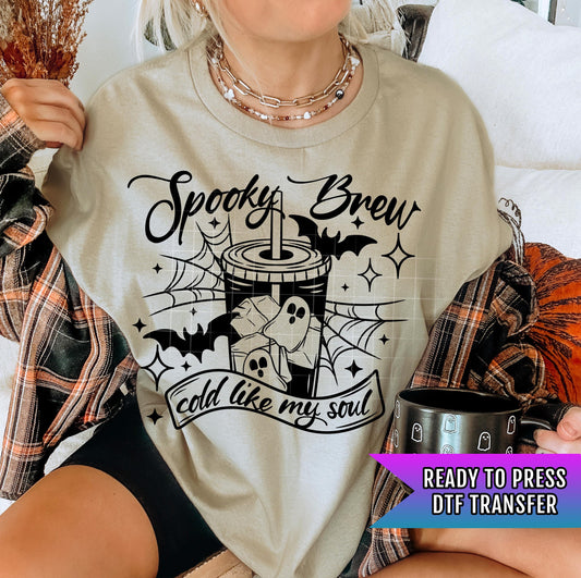 Spooky Brew DTF Transfer Ready For Press, Spooky Season Dtf, Halloween DTF Print, Horror, Heat Press Transfer Direct To Film Custom Transfer